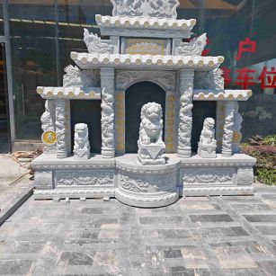 运城芝麻白中国黑石材套墓 花岗岩墓碑