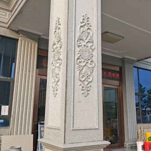 运城芝麻白别墅雕刻柱子  黄金麻